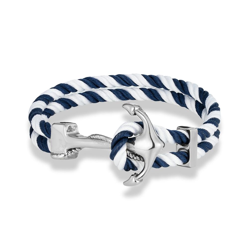 Navy Style Anchor Bracelets Men Women Double Strand Mulitcolor Nautical Surfer Rope Bracelet Stainless Steel Boat Hook