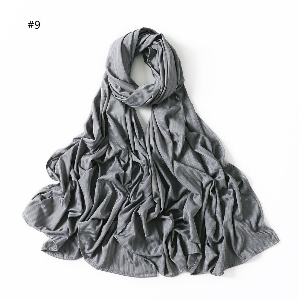 Plain Turbans Striped Line Jersey Hijab Scarf Thick Modal Wrap Elastic Shawls High Quality Foulards Muslim Head Snood 175*70Cm