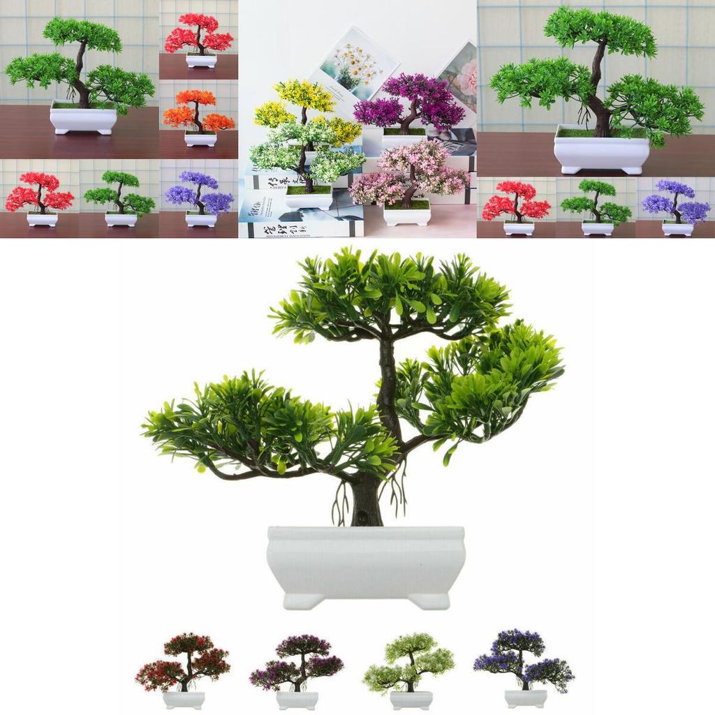 Lifelike Bonsai Simulation Artificial Plants In Chic Pots For Home And Office Decor