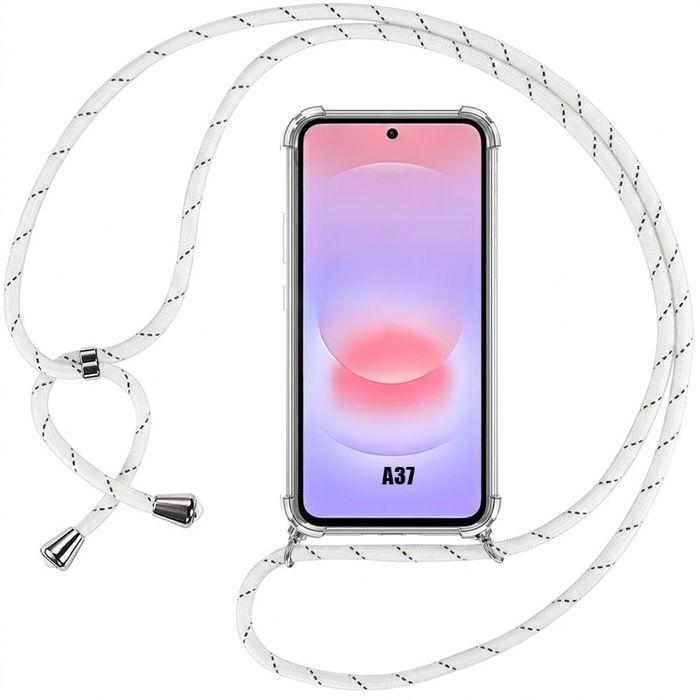 Silikonhülle - BOOLING - für Samsung Galaxy A37 5G - Stoßfest Transparent mit Weißem Band
