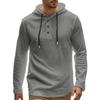 Spring Summer Men's  Hooded T-Shirts Linen Solid Color Casual Button Long Sleeve Thin T Shirt Men