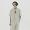 Leulale Ethnic Raglan Short Sleeve Shirt - Cream