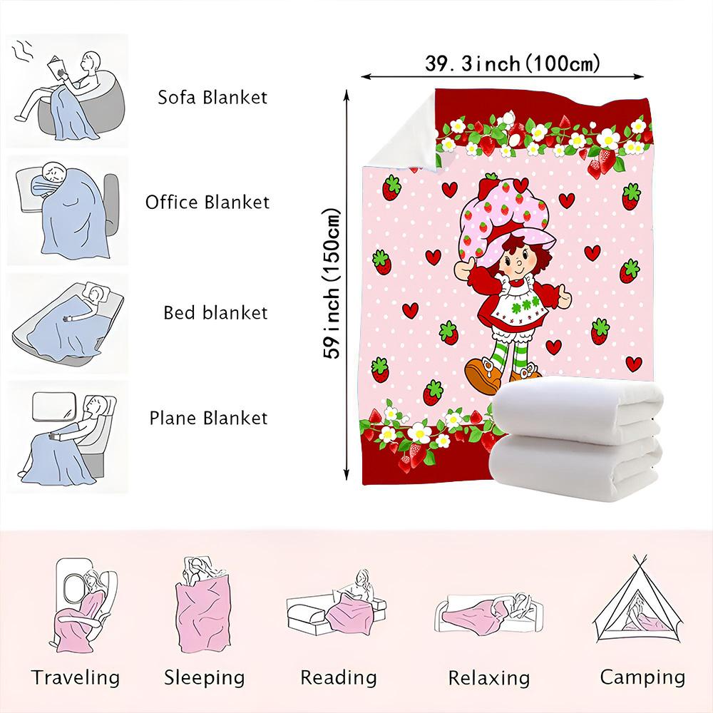 Strawberry Shortcake Blanket—A Delightful and Cozy Blanket Featuring the Beloved Strawberry Shortcake Character Surrounded by