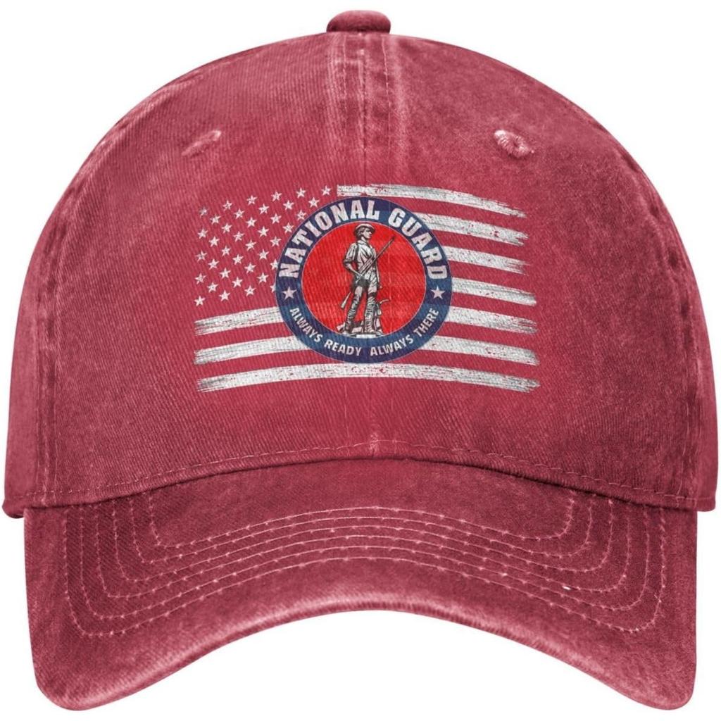 National Guard American Flag Soldier Baseball Cap Vintage Washed Denim Style Dad Hat Adjustable