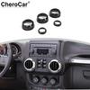 Carbon Fiber AC Switch Volume Button Trim Ring Knob Covers for Jeep Wrangler JK