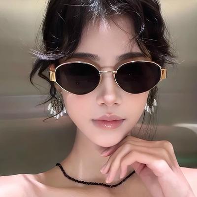 Fashion Retro Oval Sunglasses For Women Vintage Sun Glasses Women Luxury Small Metal Frame Classic Shades Uv400 Eyewear