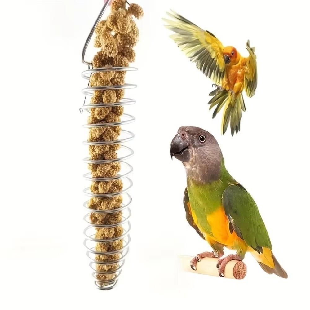 Nerezový krmítko pro papoušky Forager Feeder Špirálový design Odolná konstrukce Krmítko na zeleninu a ovoce Nádoba na krmivo Držák na semínka