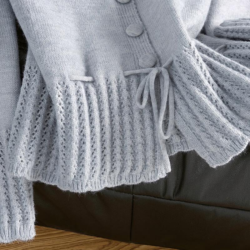 Women's French Style Lace Hem Knitted Cardigan