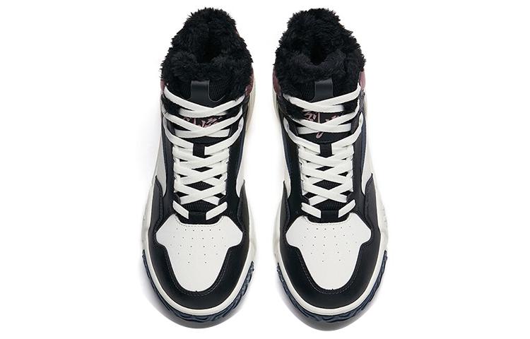 Women's Sneakers Anta Flame Abrasion Resistant High top Skateboard Shoes Women's Black White Purple
