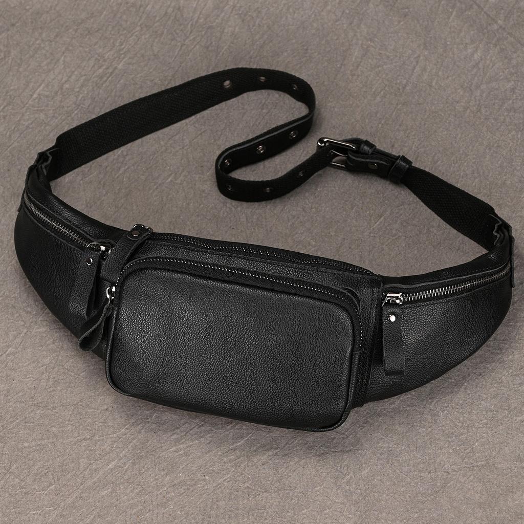 Big Waist Bag Mens Leather Belt Pounch Anti-theft Waist Pack Fanny Pack Bum Bag Belt Waist Pouch Chest Bag For Male Leather Bag