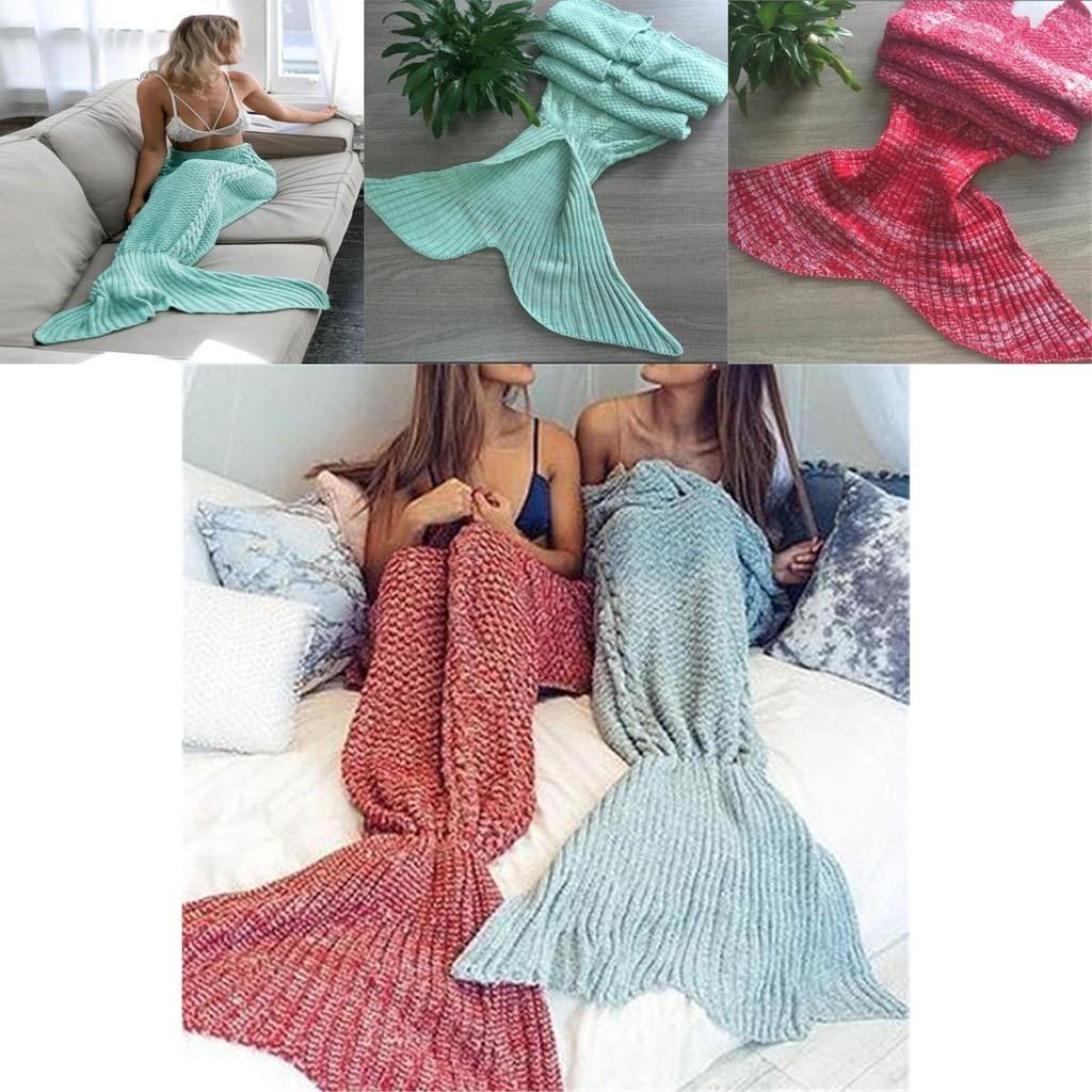 Cozy Mermaid Tail Handmade Crocheted Blanket For Adults And Kids In Soft Acrylic