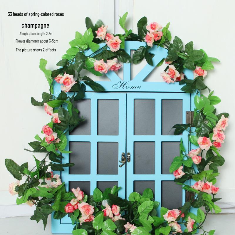 Artificial Rose Flower Vine for Indoor Decoration: Ceiling Hanging & Living Room Decor
