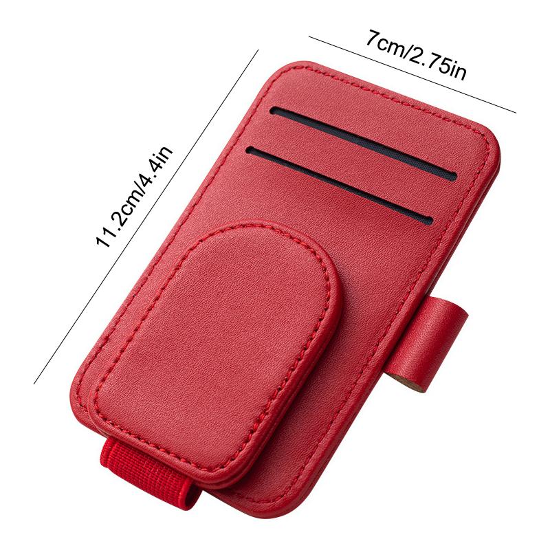 Multifunctional Pu Leather Car Sun Visor Glasses Holder Creative Sunshade Sunglasses Storage Case Magnetic Clip Pen Card Holder