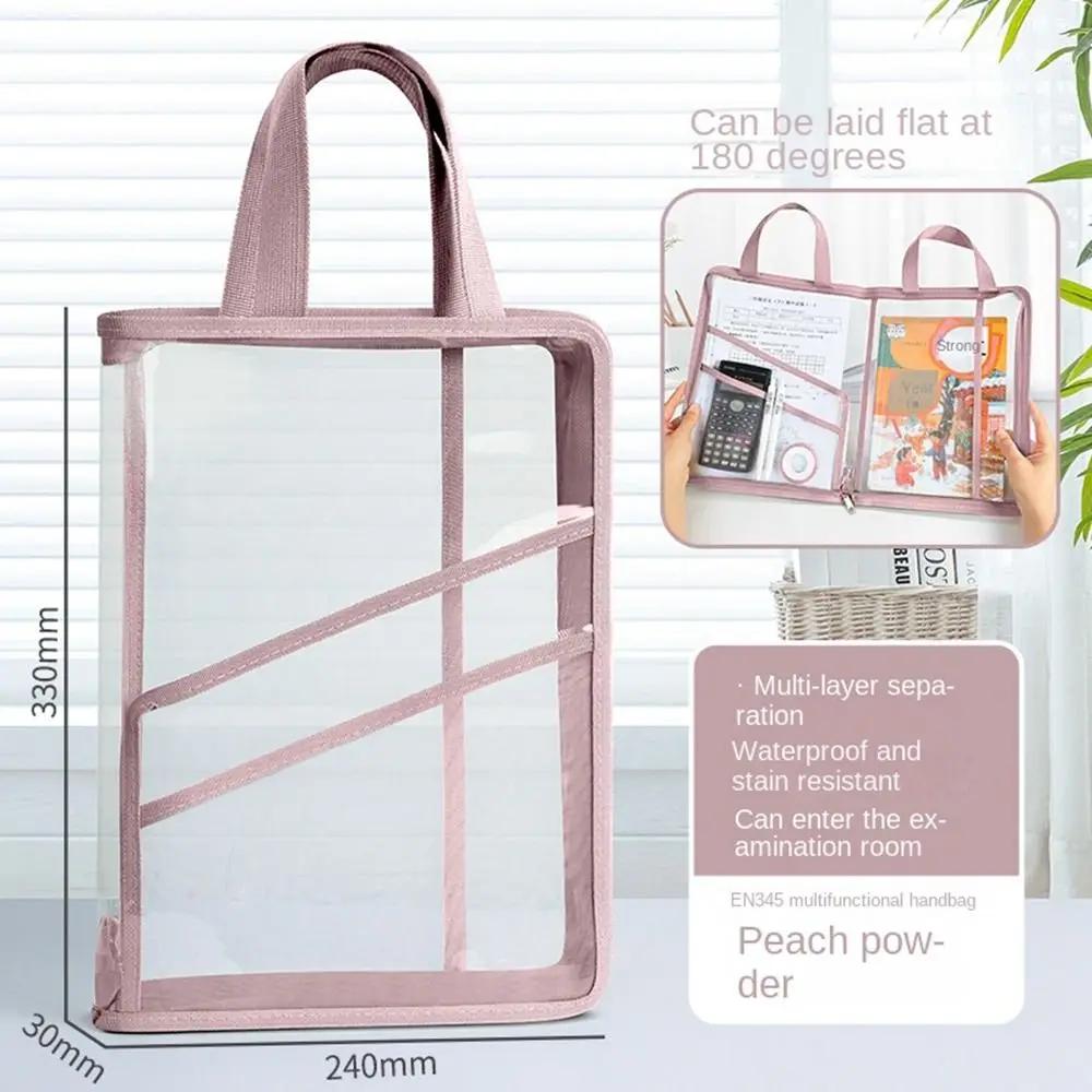 Transparent Document Bag Stationery Storage Folder File Mesh Zipper Pouch Zip File Folders School Office Supplies Stationary