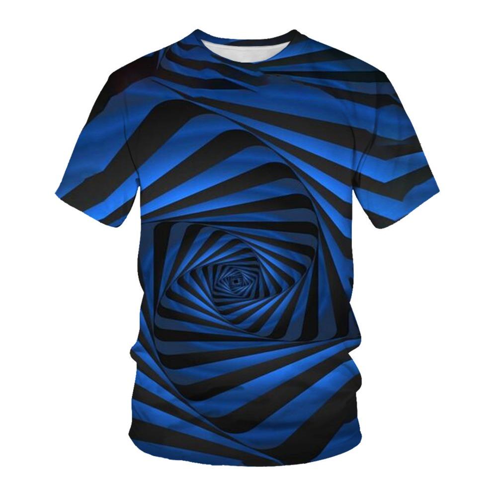 Creative Stripe Geometry 3D Printed Casual Sports T-shirt Men's Round Neck Comfortable Soft Large Loose Breathable T-shirt Fashion Summer T-shirt