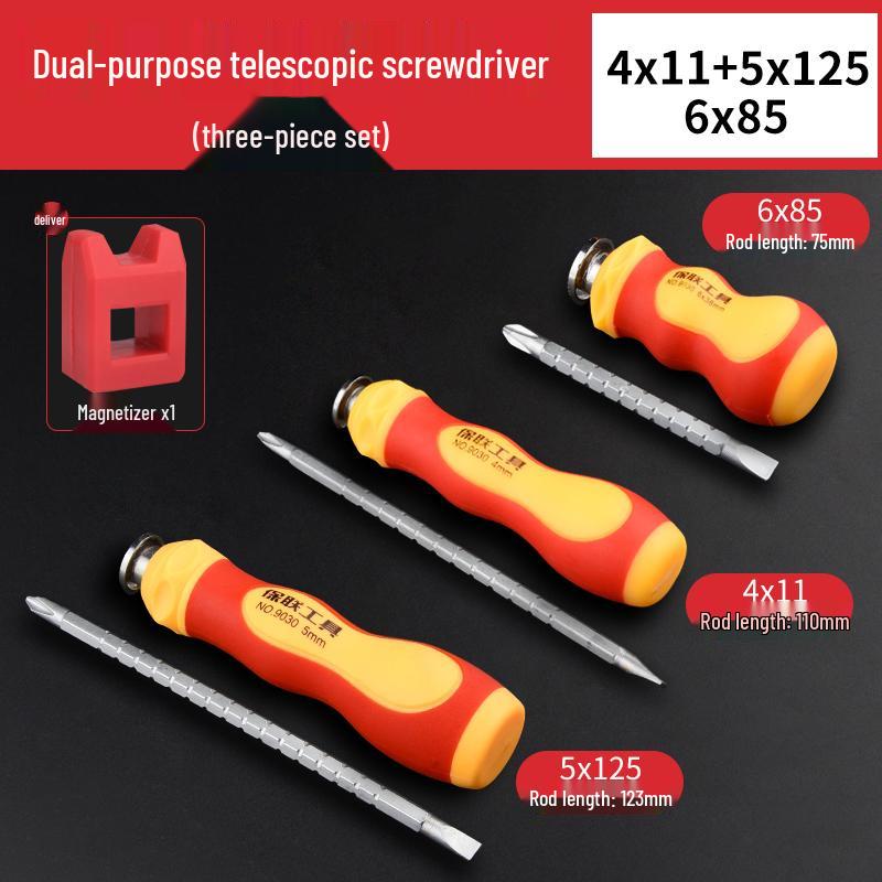 Phillips och Spårskruv Tvåvägs Teleskopisk Spärrskruvmejselsats med Starka Magnetiska Spetsar för Hushållsbruk