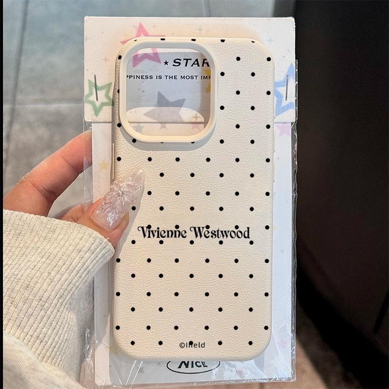 English Polka Dots for Apple 16 Promax Mobile Phone Case 12 Silicone for IPhone 13 Large Hole Anti-fall 11/15/14