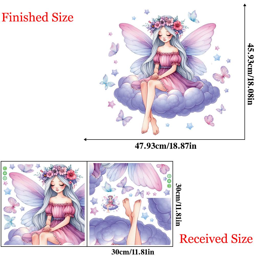 

Фиолетовые цветочные феи настенные наклейки для девочек Декор для спальни Спокойной ночи Сны Съемная наклейка для изголовья кровати Фон 30x30CM*2