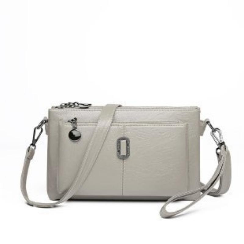 New crossbody soft leather multi-layer large-capacity shoulder small square bag