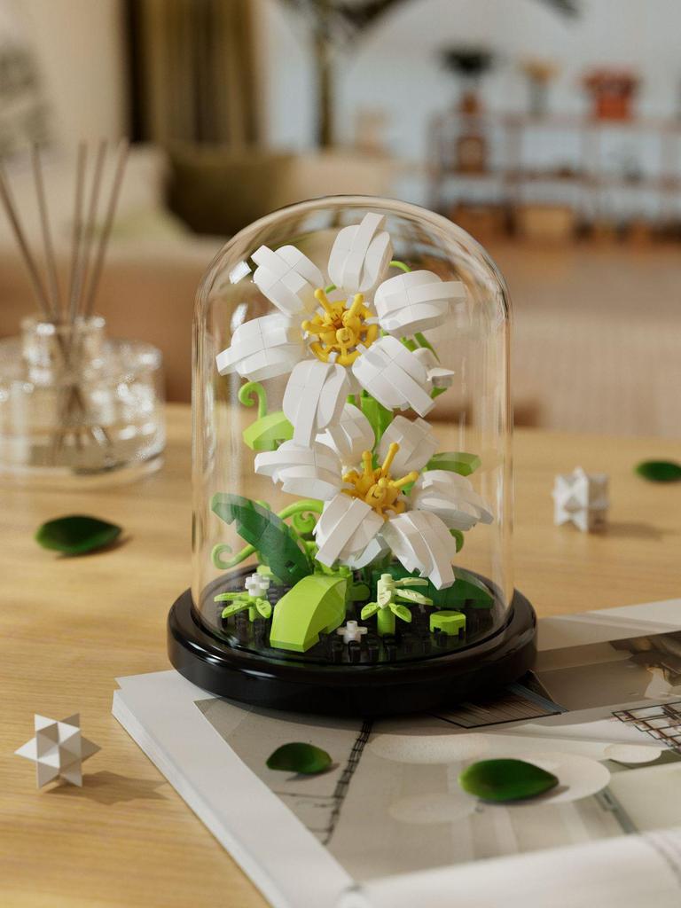 Hibiskusblüten-Bausteine – kompatibel mit Lego, lustiges Zusammenbauspielzeug für Kinder, ideal für den Valentinstag