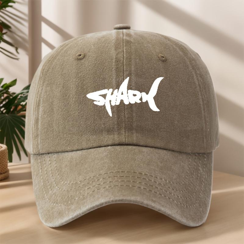 Unisex-Baseballkappe mit Haifischmuster und gewaschenem Retro-Design, geeignet für Camping im Freien und Freizeitsport,