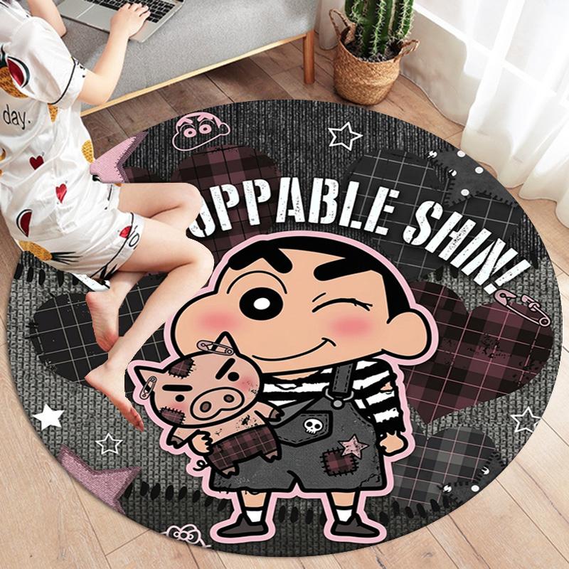 Crayon Shinchan Round Area Rug Carpet Rug For Living Room Bedroom Sofa Playroom Decor Nonslip Floor Mat