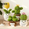 Non-toxic Plant Decor Crochet Cactus Potted Plants, Handmade Knitted for Home Office Car Kid Safe Decoration, Decorative Plants Lasting Beauty,