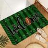 Football Pitch Pattern Doormat, Polyester Flannel Non-Slip Machine Washable Rug for Indoor Outdoor Multi-Room Entryway Decor