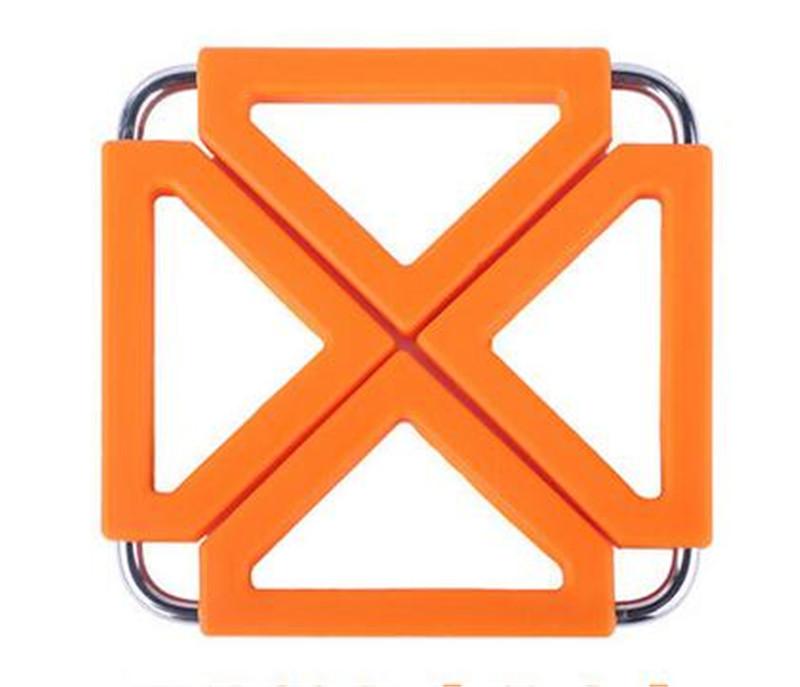 Foldable Square Kitchen Insulation Hot Pad Trivet Coaster Heat Resistant Pads Trivets Mat Multipurpose Silicone Pot Holder оранжевый