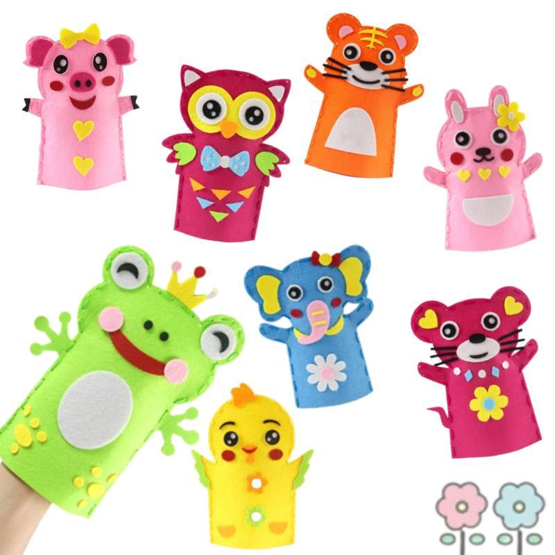 Children's Diy Craft Kit Non-woven Fabric Cartoon Animal Hand Puppets Kindergarten Handicraft Toy Set Characters)