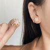 Korean Version of Simple Geometric Pearl Flower Stud Earrings Internet Celebrities Exquisite Commuter Earrings Earrings