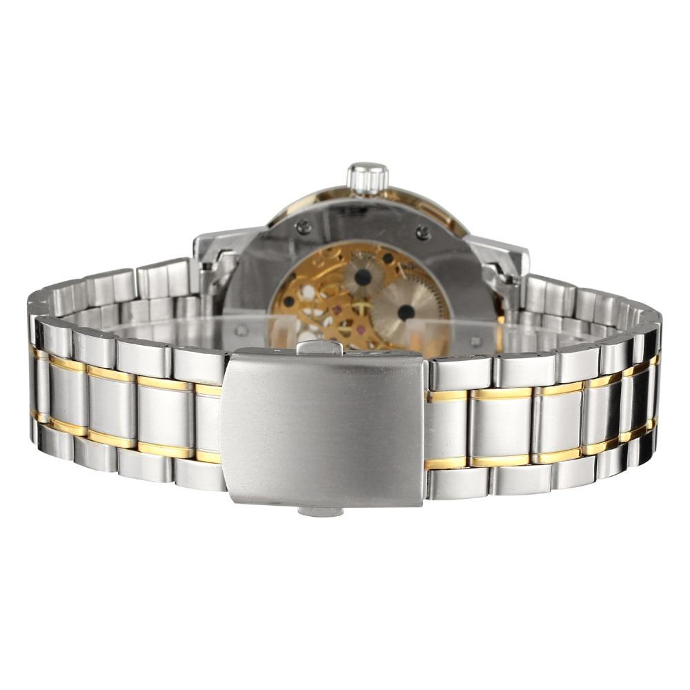New Fashion Men's Mechanical Wrist Watches Golden Clouds Carved Skeleton Transparent Elegant Design Stainless Steel Wristwatches