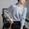 Fashion Blouses Shirts Long Sleeve V-Neck Office Lady White Chiffon Blouse Shirt Women Tops J750