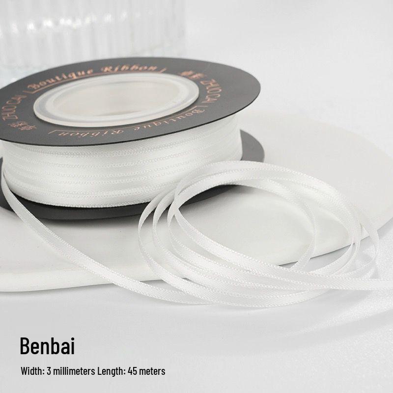 

Узкая атласная лента 3 мм для бантов своими руками, рукоделия и упаковки