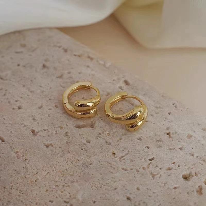 

Изысканные серьги-кольца в форме капли воды для женщин и девушек, универсальные серьги, повседневные аксессуары, ювелирные подарки на день рождения золотой