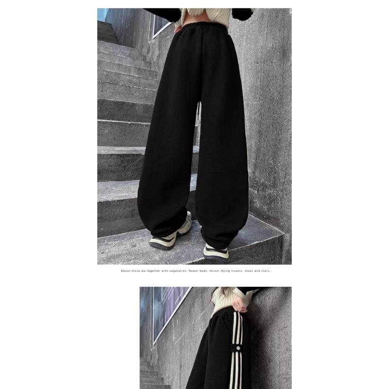 Girls Big Kids Striped Casual High Waist Wide Leg Long Sports Sweatpants