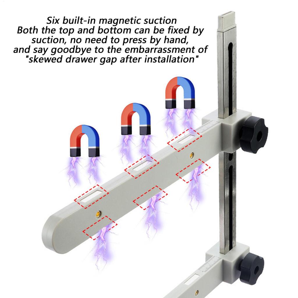 Cabinet Jig Drawer Handle Jig With Toggle Clamp Magnetic Arm Stainless Rail Positioner Precision For Vanity Woodworking