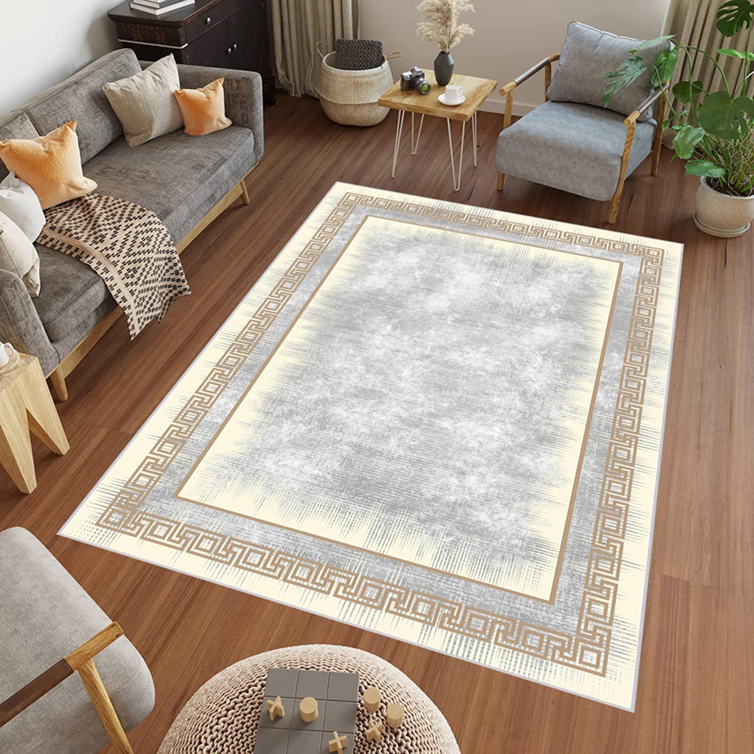 

Rovigo Home Цифровая печать Моющийся нескользящий напольный ковер для гостиной RVG0462 50 x 80 кремовый