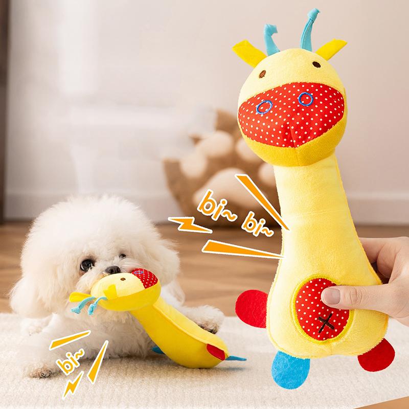 Pet Voice Toys Cartoon Plush Dog Teeth Grinding Toys Teeth Cleaning Wear resistant Cat and Dog Training Fun Pet Supplies