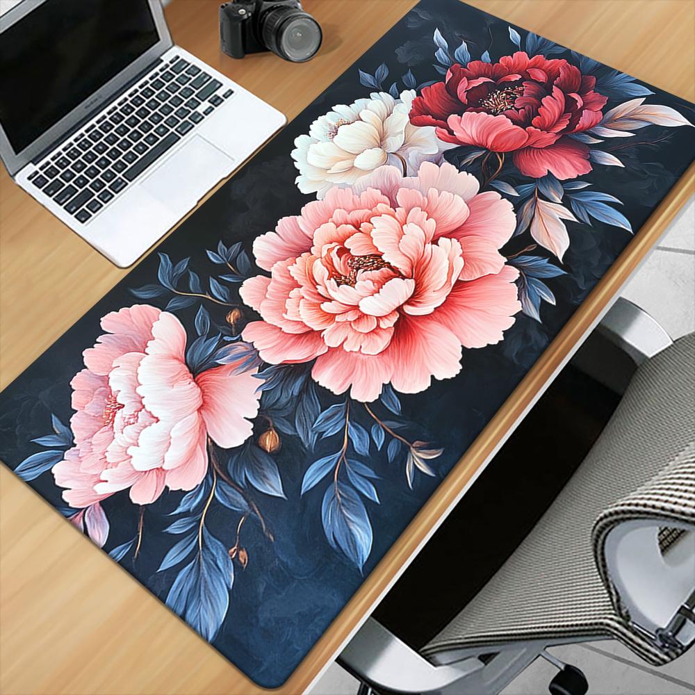 Cute Flower Gaming Desk Mat for PC Laptop High Quality Smooth Fabric with NonSlip Rubber Base Mouse Pad