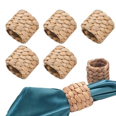 Handmade Water Hyacinth Napkin Rings, Eco-Friendly Grass Woven Napkin Holders Perfect for Weddings Christmas Table Settings