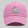 Retro Watercolor Flower Cat Graphic Baseball Cap Washed Dad Hat Adjustable Comfortable And Versatile