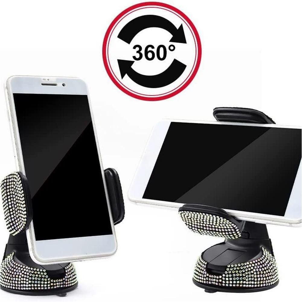 Crystal Rhinestones Car Phone Holder 360 Degree Rotation Mount For Car Dashboard Universal Car Mobile Phone Holder