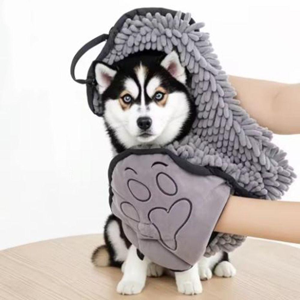 Large Quick-drying Cat Towels Soft Pet Bath Robe Portable Dog Bath Gloves  Pet Grooming