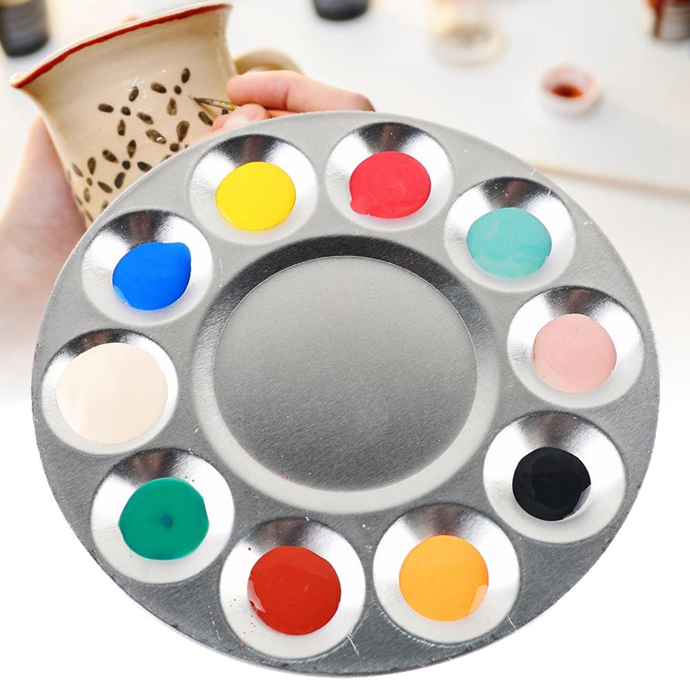 10 Grid Palette Aluminum Painting Tray Pottery Tools Art Supplies  for Craft Collection