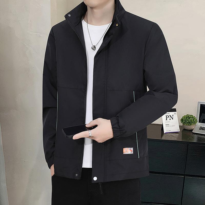 New Men's Jacket Spring and Autumn Youth Fashion Top Lapel Casual Work Jacket Thin