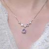 Luxurious Square Pink Zircon Pendant Necklace For Women Fashionable Personalized Daily Accessory Party Jewelry Birthday Gifts