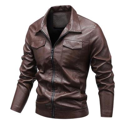 Herren 2023 Leder Motorradjacke - Winddicht, Warm, Trendige Oberbekleidung mit Revers für Herbst/Winter