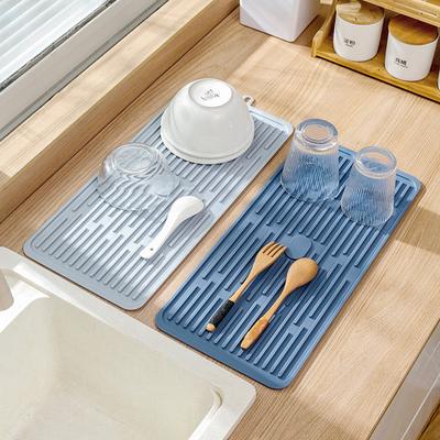 Drain Pad Easy To Clean Hanging Hole Anti-scalding Silicone Tableware Drying Mat Faucet Drip Protection Pad Kitchen Gadget