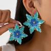 Europe and America Large Drip Oil Flower Stud Earrings for Women Luxury Floral Irregular Personality Earrings Vacation Jewelry
